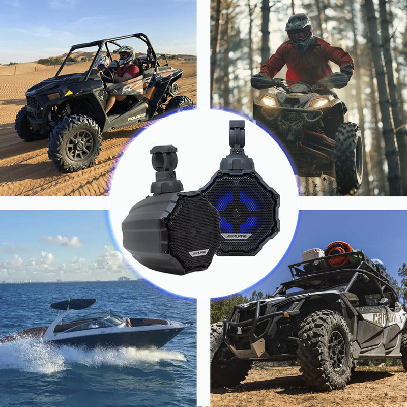 Bocinas Alpine 6.5 Para Cuatrimoto, Rzr O Atv's Con Luz Rgb, Bocinas Marinas Para Lancha Yate Resistentes A La Intemperie, Coaxial De 2 Vías Todo Terreno