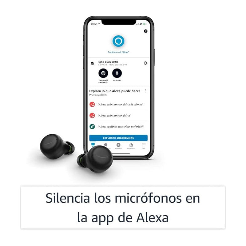 Auriculares Amazon Echo Buds 2da Gen Alexa Cancelación De Sonido Color Negro