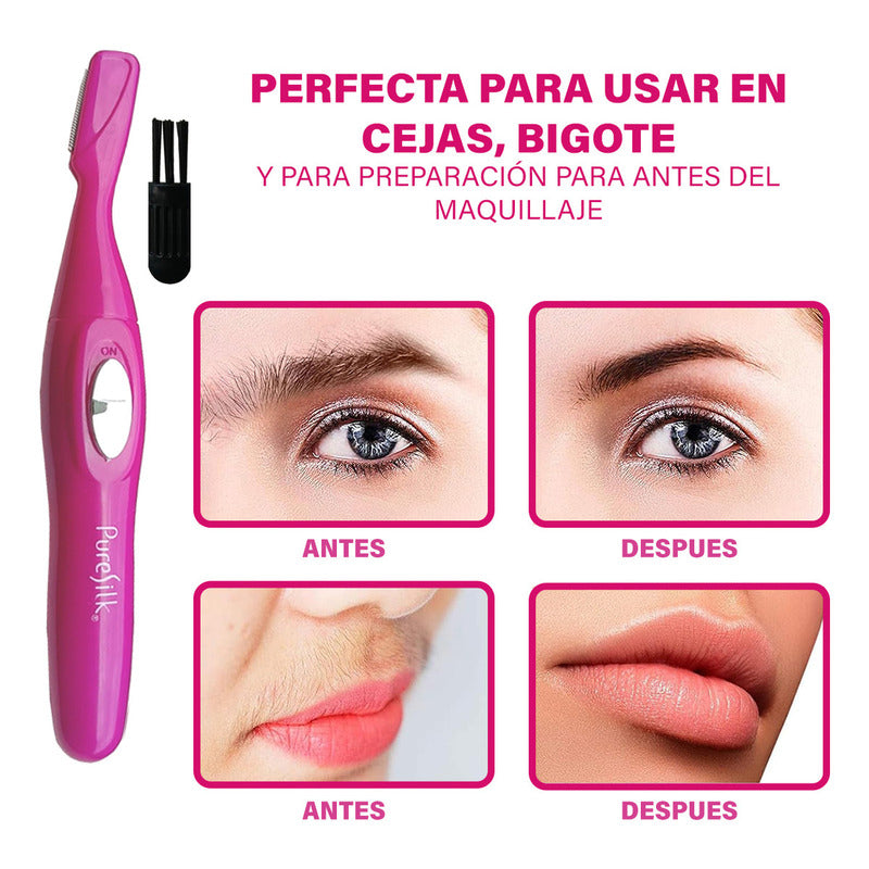 Depiladora Facial Pure Silk Perfecta Para Rostro Y Cejas Color Purpura Requiere Una Pila Aa Para Su Uso