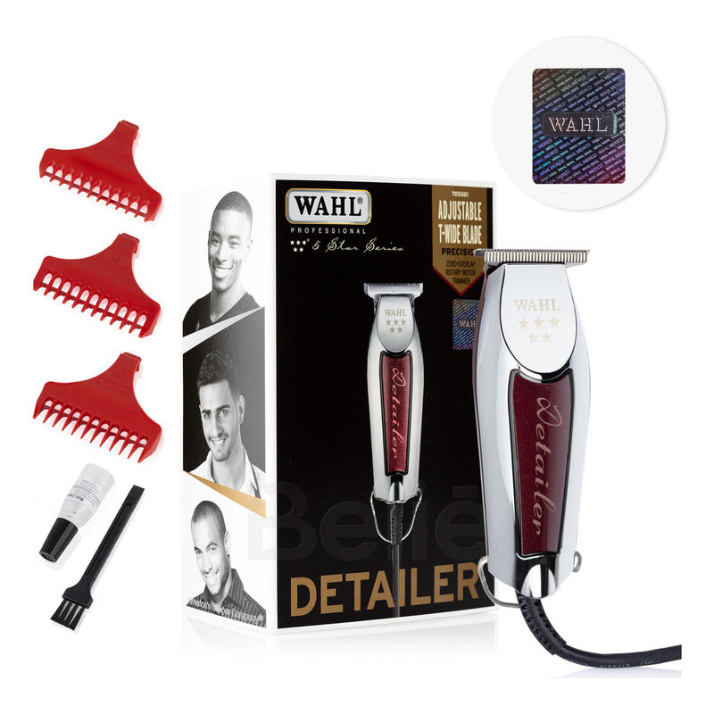Máquina Terminadora Wahl Detailer 5 Stars Profesional Con Holograma De Autenticidad Trimmer Especial Para Estéticas Y Barberías Color Plateado/tinto
