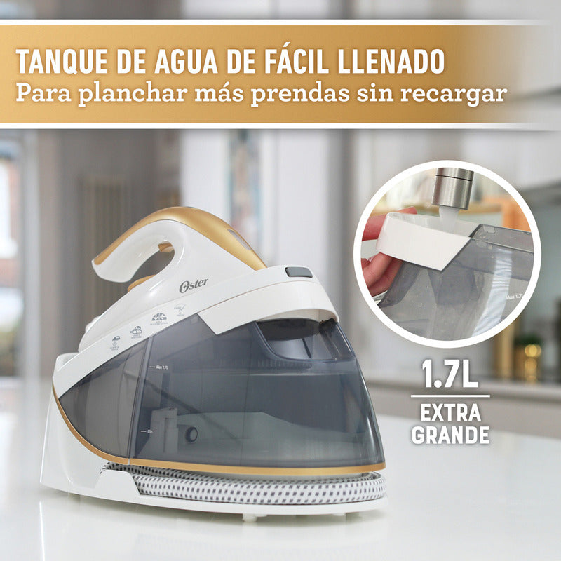 Estación De Planchado A Vapor Para Ropa Oster Central De Vapor Press-xpress Con Tanque De Agua De 1.7 Litros Color Blanco Gcstsg1200