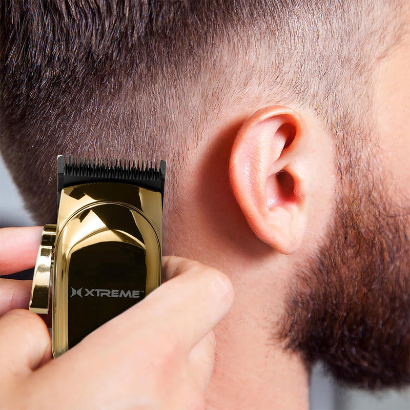 Recortadora Barba Y Cabello Xtreme Pro 6 Guías Lcd Pantalla Color Dorado