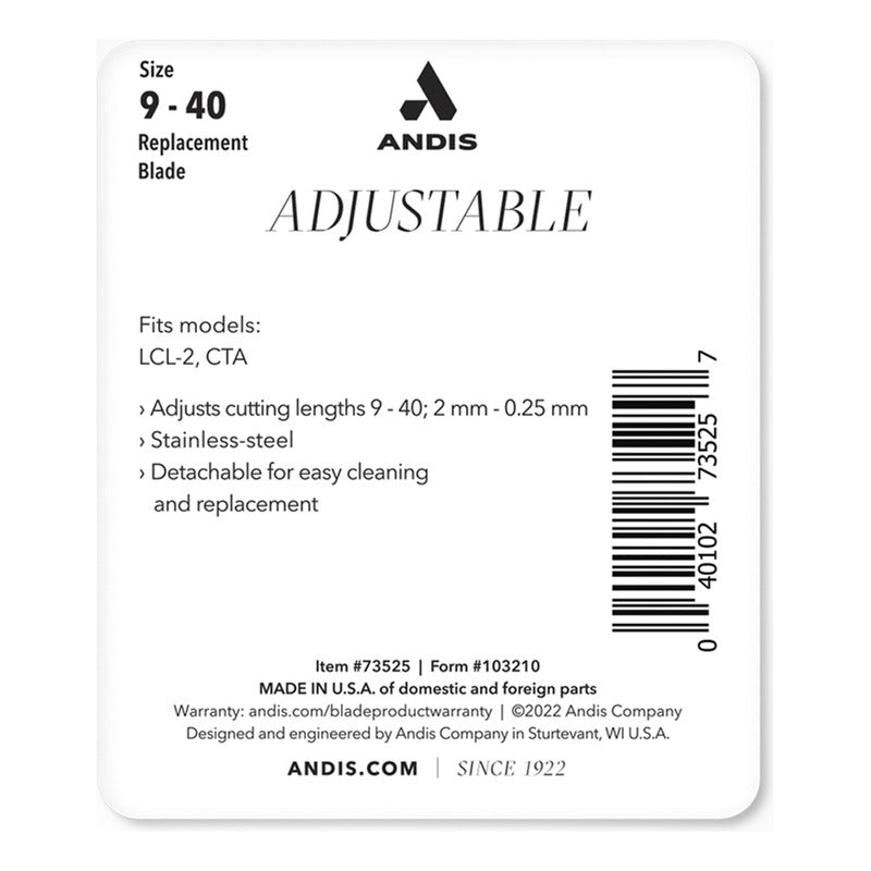 Cuchillas De Repuesto Andis Acero Inoxidable 9-40 Pulse Li