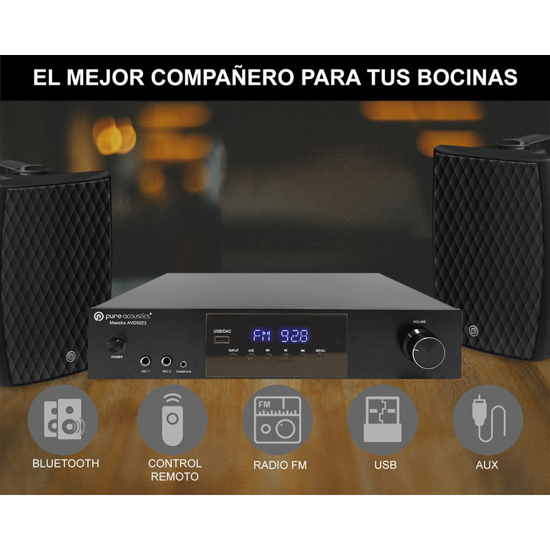 Amplificador De Audio Pure Acoustics Bluetooth 2.1 Canales