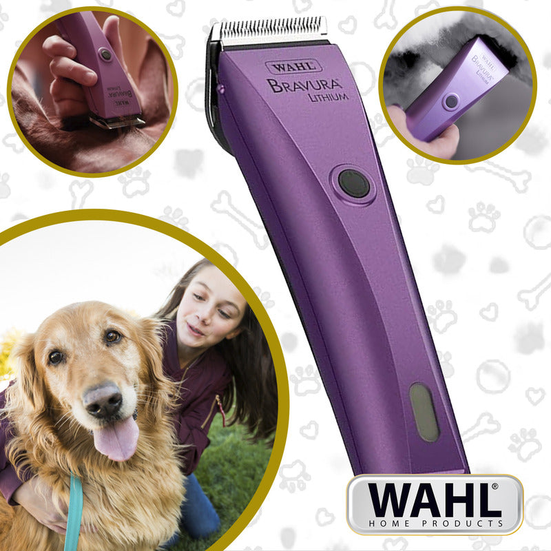 Bravura Lithium Wahl Pet Maquina Rasuradora De Perros Profesional Inalámbrica Morada Cuchillas 5 En 1 90 Minutos De Autonomía Violeta Oscuro