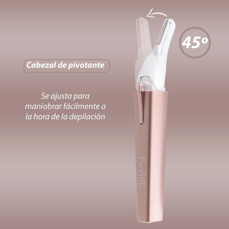 Recortadora Pure Silk Cara, Bikini Y Áreas Delicadas Luz Led Color Rosa