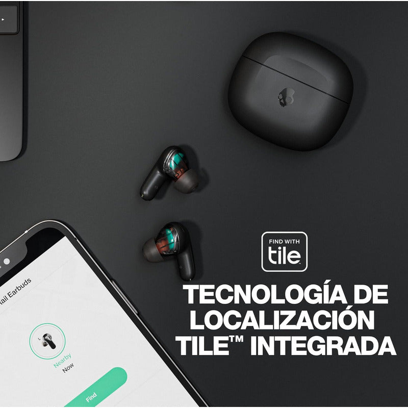 Skullcandy Rail, Auriculares In-ear Inalámbricos Con Cancelación De Ruido, Micrófono, Compatibles Con iPhone Android Y Dispositivos Bluetooth, Negro