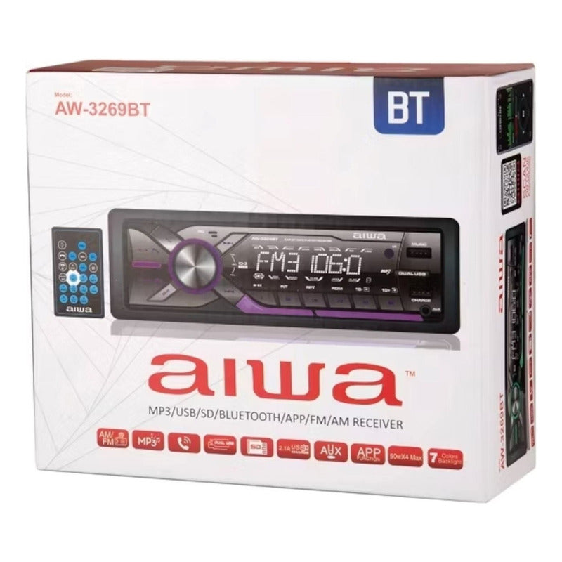 Autoestereo Aiwa Panel Desmontable 1 Din Bluetooth Aw-3269bt
