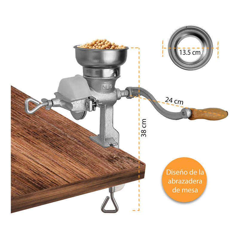 Molino De Grano Manual, Molino Ideal Para Nixtamal, Granos Y Cereales, Molino Operado A Mano Con Manivela