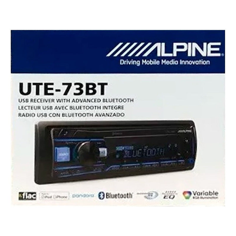 Autoestereo Alpine Bluetooth Multicolor Usb Mp3 Ute-73bt