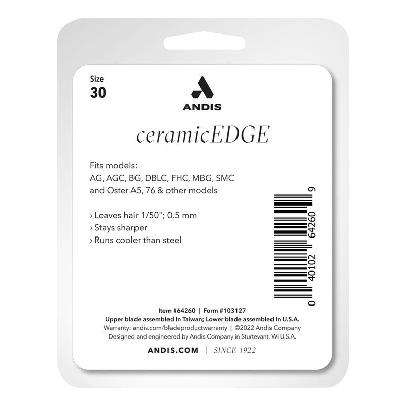 Cuchilla De Repuesto Andis De Cerámica Para Maquina De Rasurar Ceramicedge #30 0.5 Mm 64260