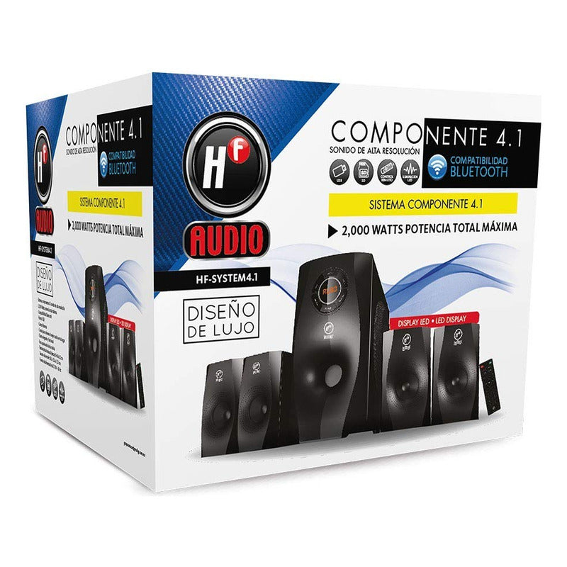 Sistema De Audio 4.1 Hf Audio 2000w 4 Bocinas + Subwoofer
