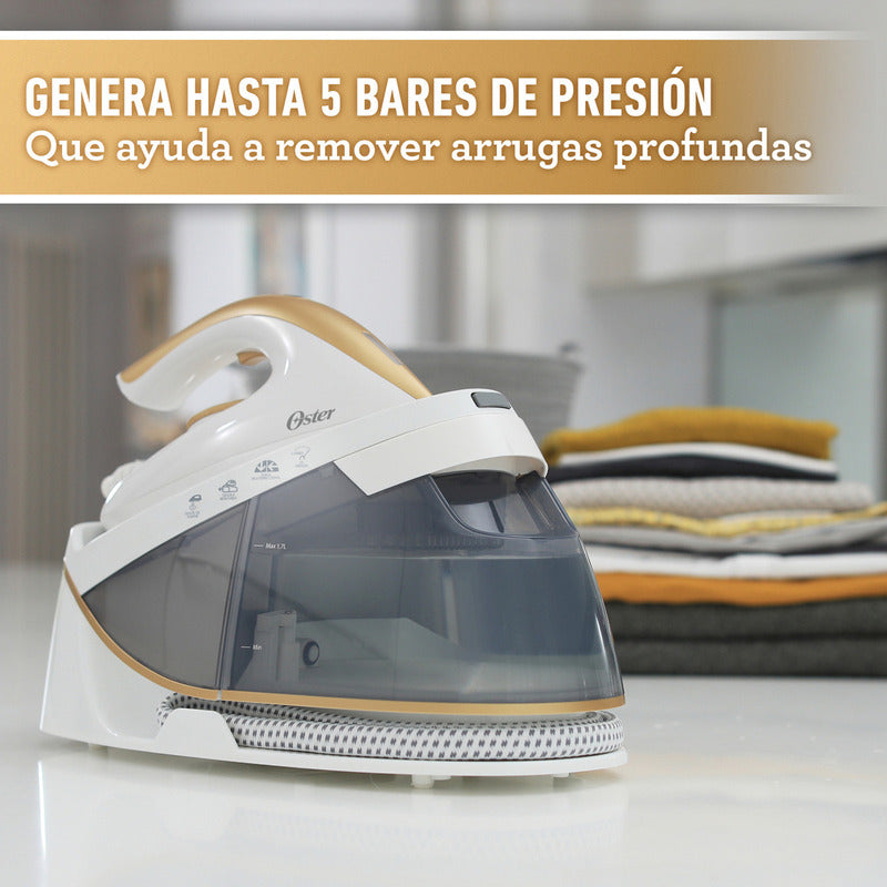 Estación De Planchado A Vapor Para Ropa Oster Central De Vapor Press-xpress Con Tanque De Agua De 1.7 Litros Color Blanco Gcstsg1200