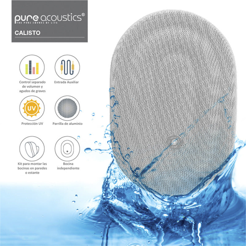 Bocina Para Exteriores Pure Acoustics Con Bluetooth Ipx6 Piscinas Patios Terrazas Bocinas Inalambricas Plug & Play