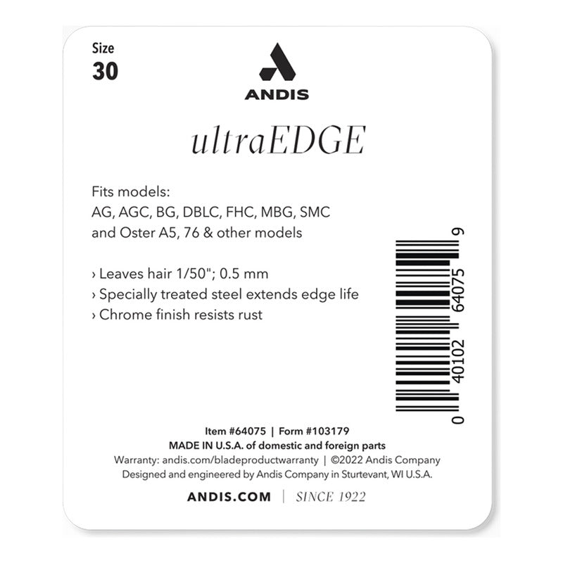 Cuchilla De Repuesto Andis Fabricado En Acero Inoxidable Medida 30 Ultra Edge