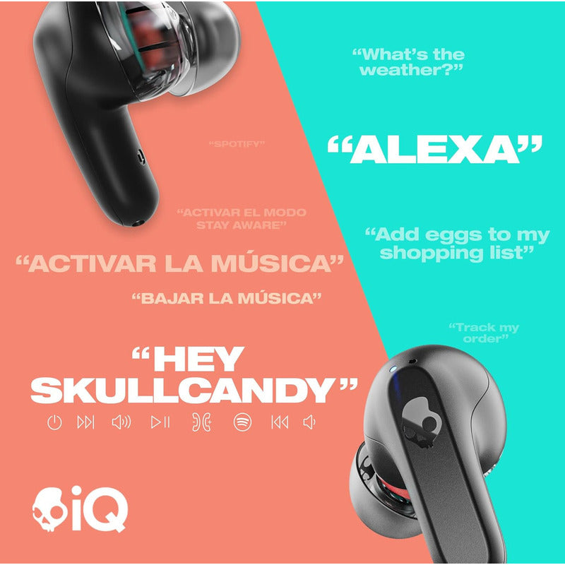 Skullcandy Rail, Auriculares In-ear Inalámbricos Con Cancelación De Ruido, Micrófono, Compatibles Con iPhone Android Y Dispositivos Bluetooth, Negro