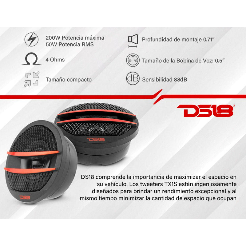 Tweeter De Ferrita Ds18 2pulgadas Tx1r 200w Max 50w Rms Rojo