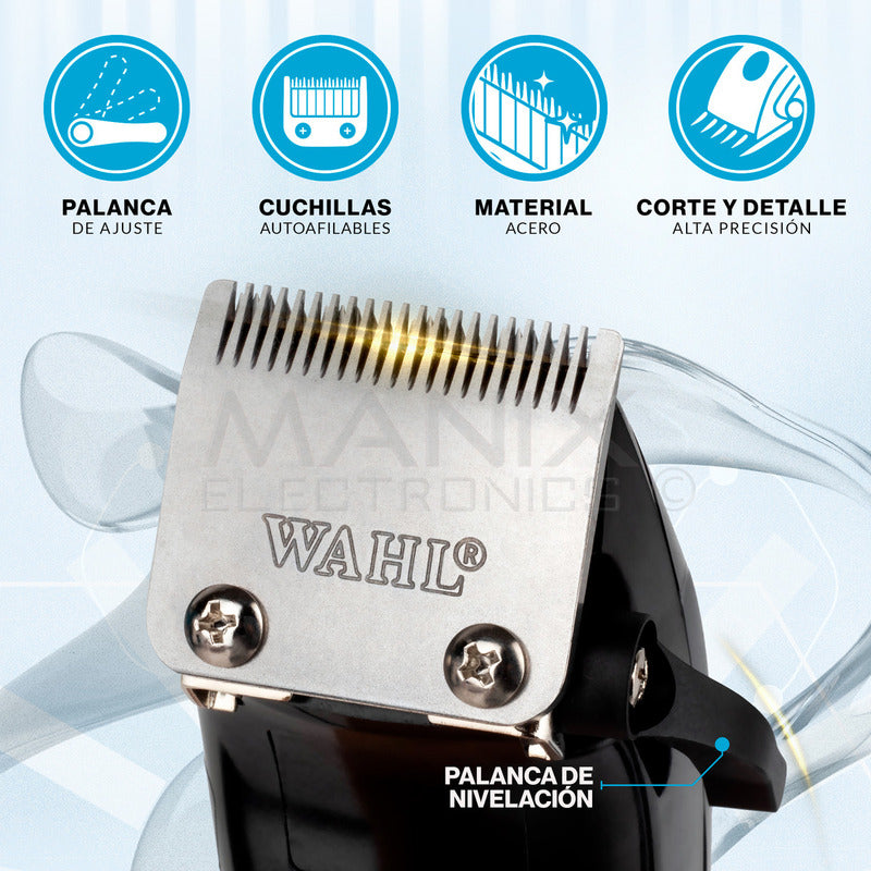 Maquina Wahl Clipper Kit Completo Para Cortar Pelo 17 Piezas Color Negro