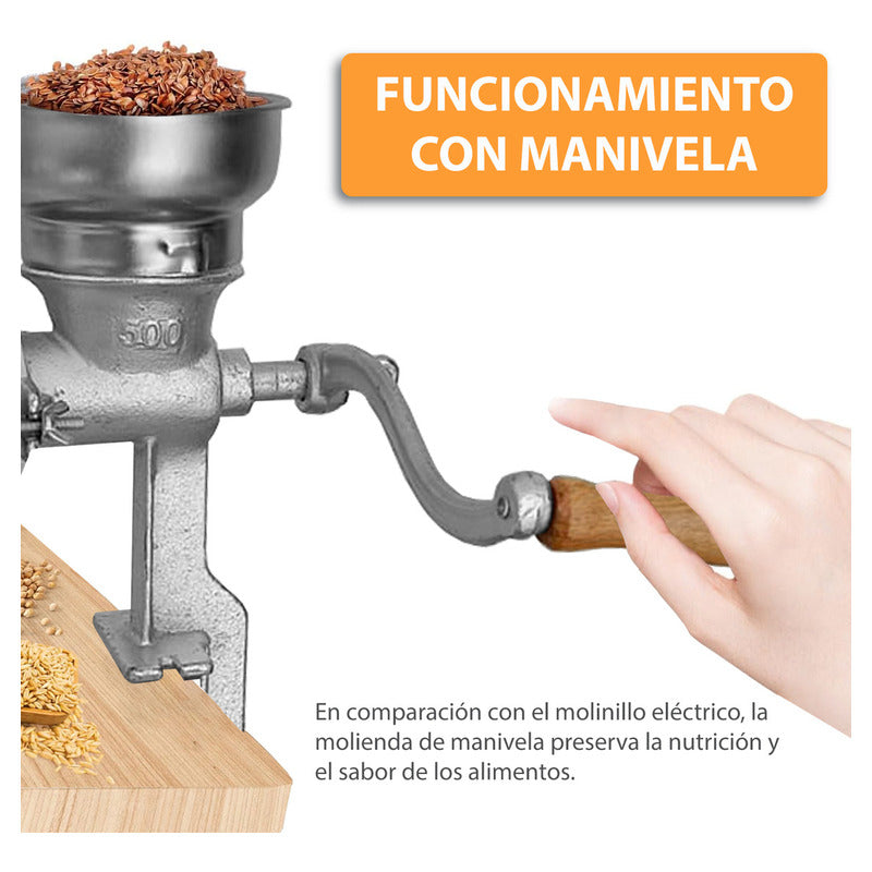 Molino De Grano Manual, Molino Ideal Para Nixtamal, Granos Y Cereales, Molino Operado A Mano Con Manivela
