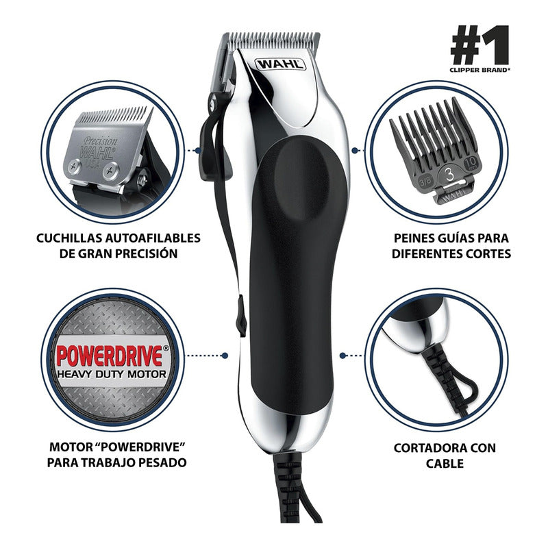 Máquina Cortadora De Cabello Whal Chrome Pro 24pzas Estuche