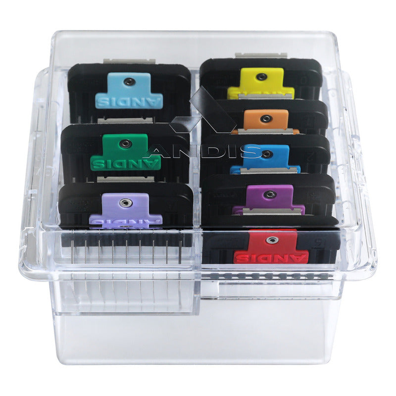 Juego De 8 Peines Codificados Andis Acero Inoxidable Afinado Color Negro