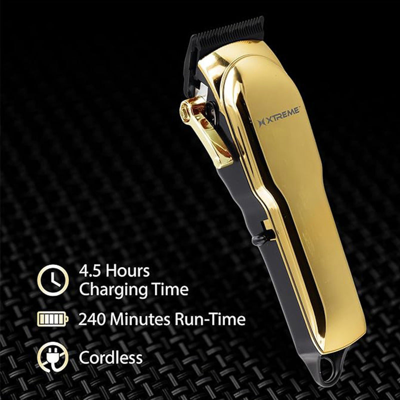 Recortadora Barba Y Cabello Xtreme Pro 6 Guías Lcd Pantalla Color Dorado