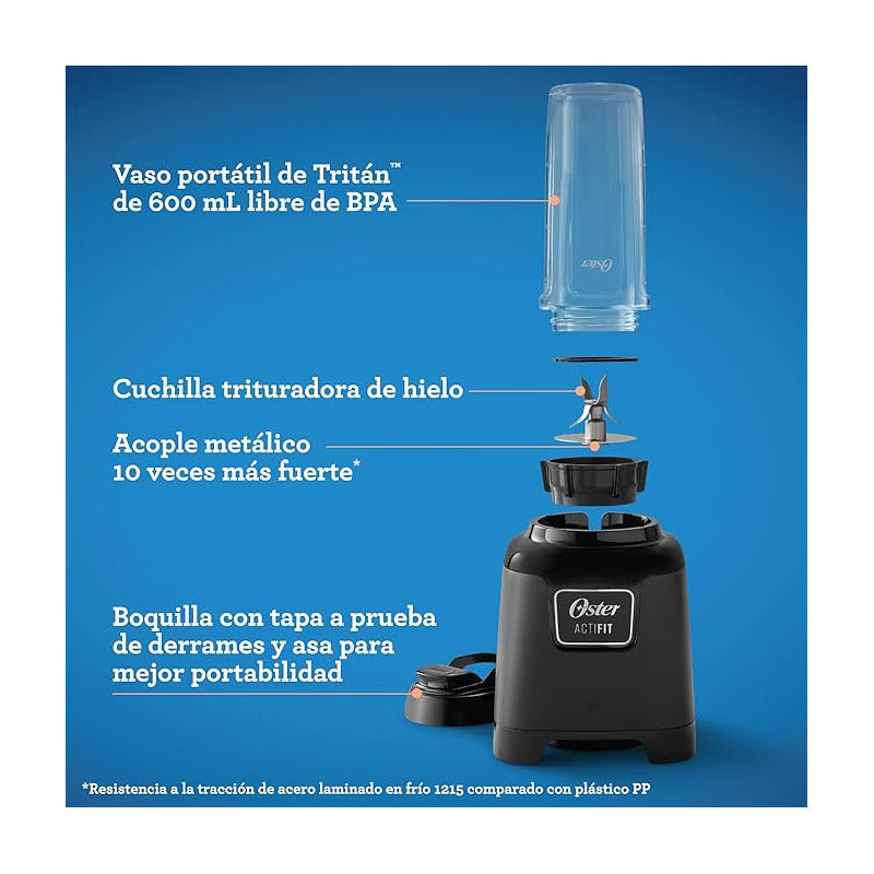Licuadora Portátil Oster Tipo Nutribullet Sistema De Nutrición Actifit Cuchilla Trituradora Con Vaso Portátil De Tritán