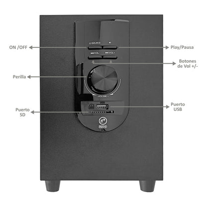 Mini Componente 2.1 Hf Audio 1000w Bluetooth Usb Sd