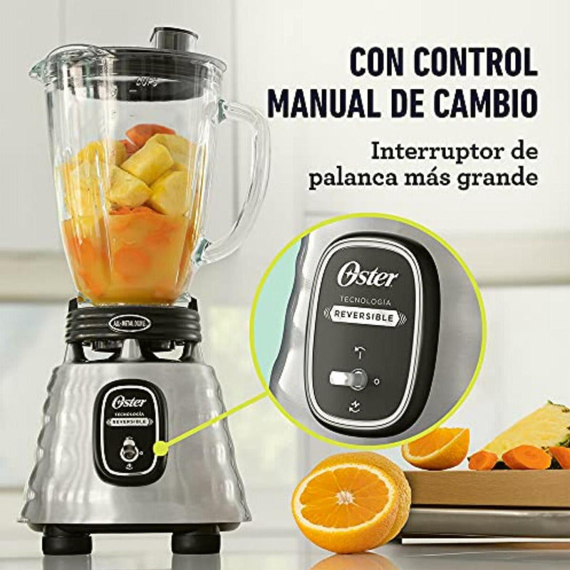 Licuadora V Vidrio 1vel+pulso Reversible Oster Blstbeste4087 Color Gris