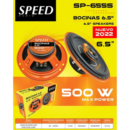Par De Medios Speed Audio Bocina 6.5 Pulgadas 500 W