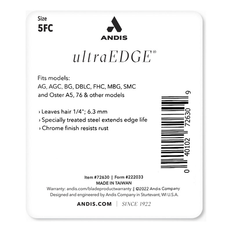 Cuchilla Repuesto Andis Acero Inoxidable #5fc Ultra Edge