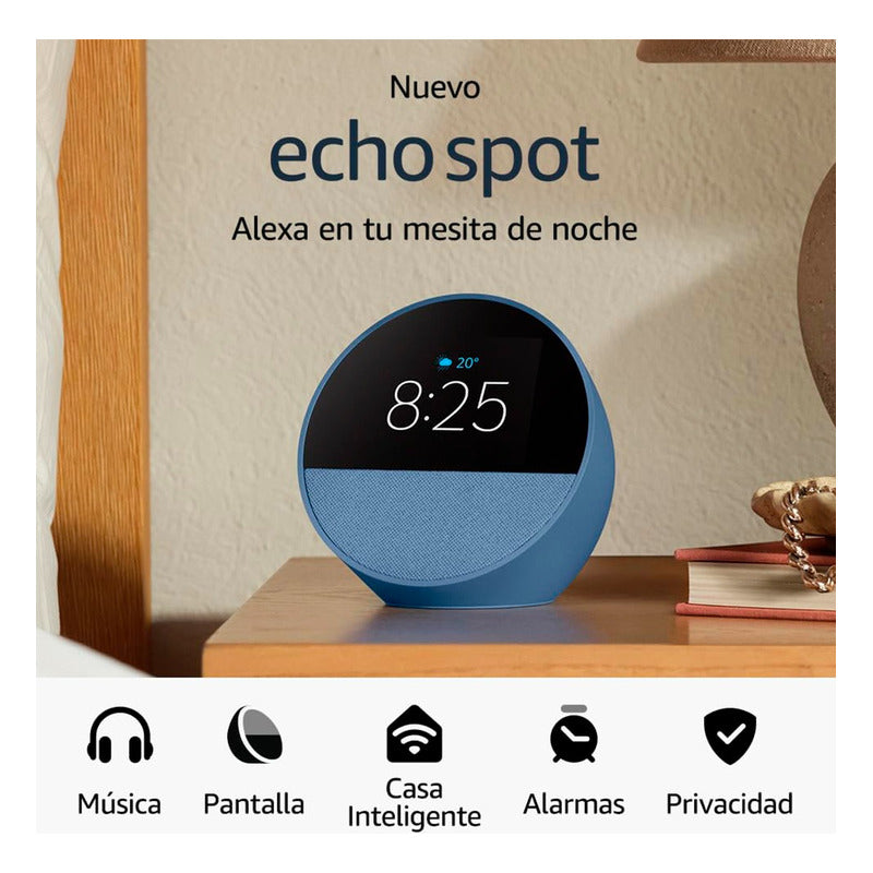 Amazon Echo Spot Bocina Y Despertador Inteligente Azul Acero