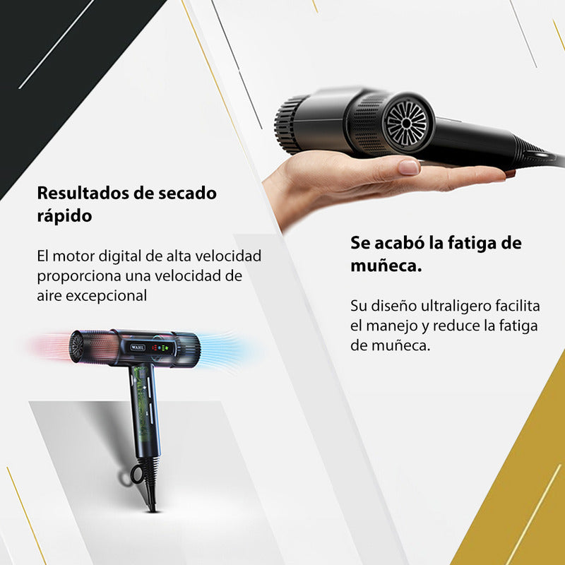 Vanquish Wahl Professional, Secadora De Cabello Con Control De Flujo De Aire, Potente Motor, 4 Temperaturas De Calor, 3 Ajustes De Velocidad, Limpieza Automática, Diseño Ligero