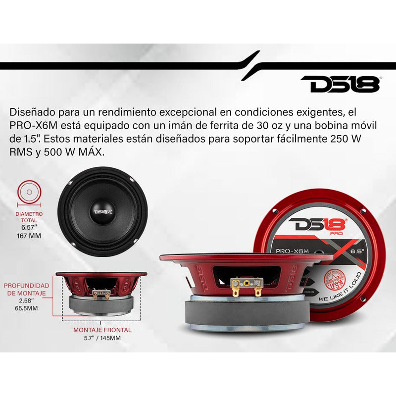 Altavoz 6.5 Pulgadas Ds18 Rango Medio 450w Max, 225w Rms