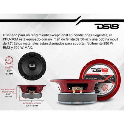 Altavoz 6.5 Pulgadas Ds18 Rango Medio 450w Max, 225w Rms