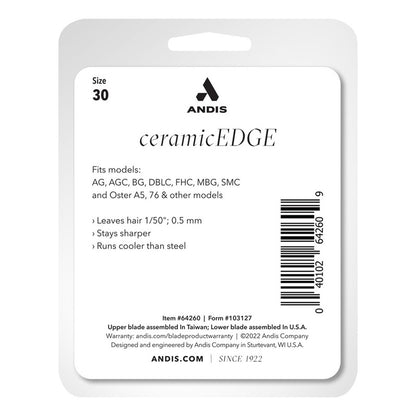 Cuchilla De Repuesto Andis De Cerámica Para Maquina De Rasurar Ceramicedge #30 0.5 Mm 64260