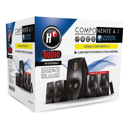 Sistema De Audio 4.1 Hf Audio 2000w 4 Bocinas + Subwoofer