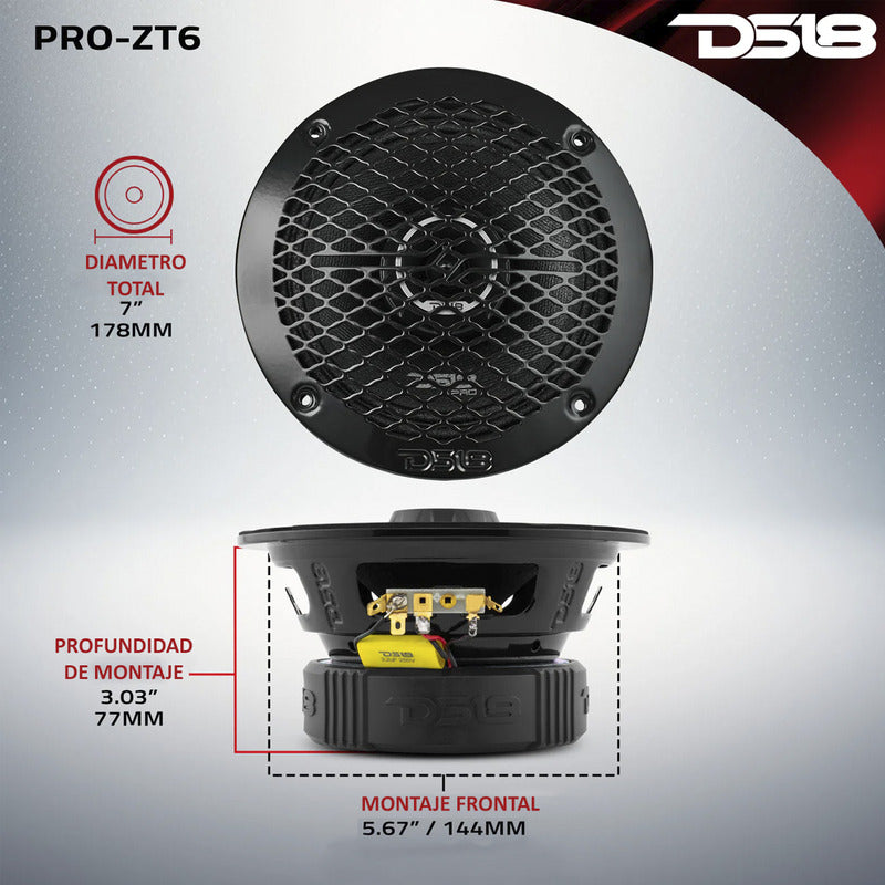 Altavoz Coaxial Ds18 Rango Medio 6.5 Pul Pro-zt6 225 Rms