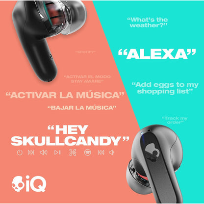 Skullcandy Rail, Auriculares In-ear Inalámbricos Con Cancelación De Ruido, Micrófono, Compatibles Con iPhone Android Y Dispositivos Bluetooth, Negro